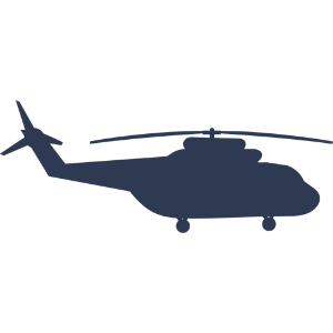 Defense helicopter icon in navy blue